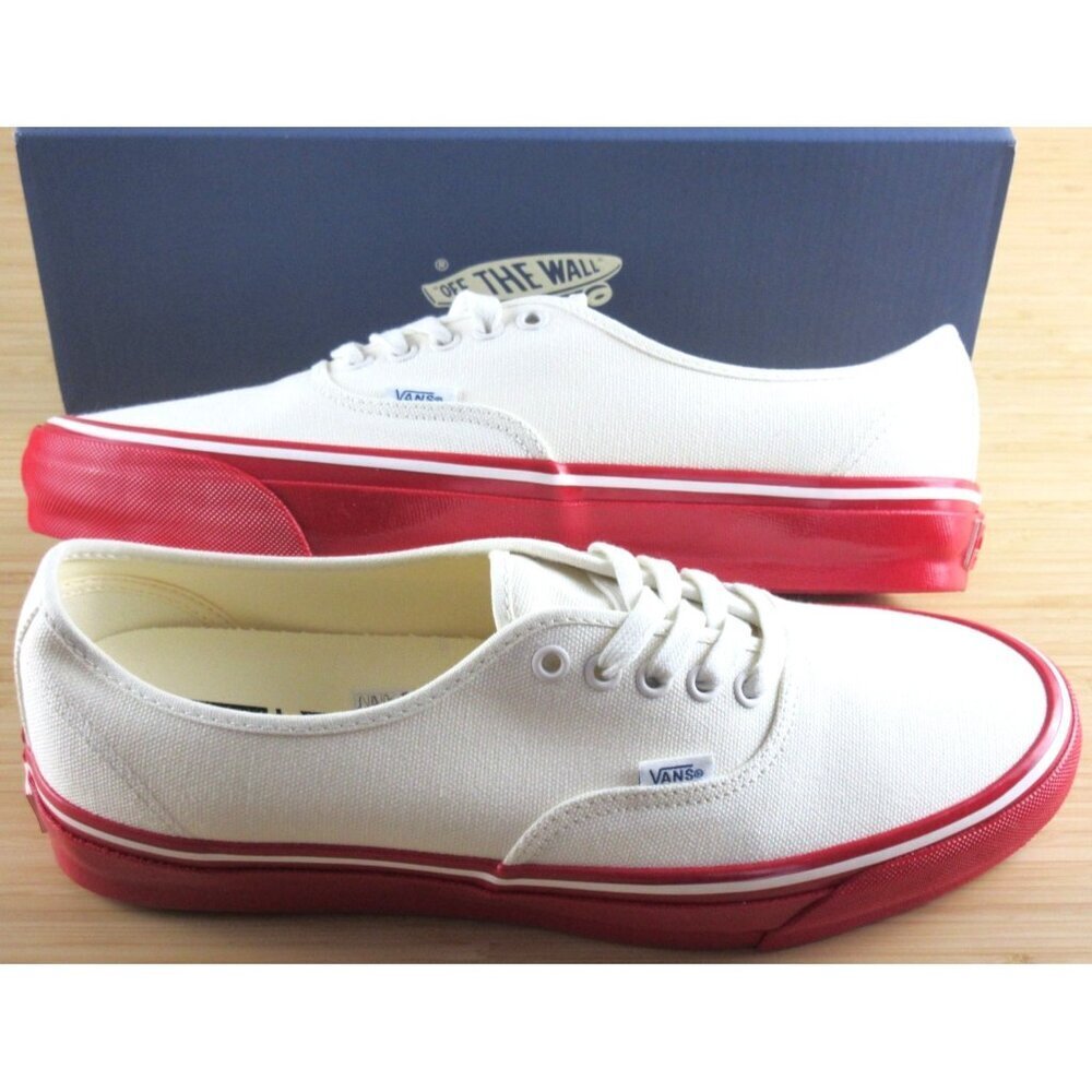 Vans Men's Lx Authentic 44 Duck Canvas White Red Skate shoes Sizes NEW